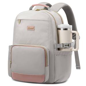 lot 443 image: LOVEVOOK Laptop Backpack for Women with Pouch Pocket for Large Capacity Cup,15.6 Inch Laptop Computer Bag Travel Backpack Purse,Waterproof Work Business Backpack College Teacher Bags,Gray-Pink - Retail $40