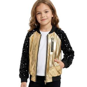 lot 445 image: WELAKEN Sequin Bomber Jacket for Little Girls II Kids lightweight Flight Jacket 10Y - Retail $29