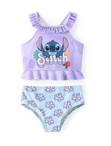 lot 452 image: Disney Stitch Toddler Girls Halter Neck UPF 50 Swimsuits Sun Protection Bathing Suit Little Girls Swimwear Purple 4-5 Years - Retail $17