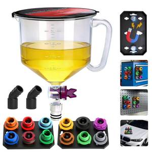 lot 458 image: HRYNSLW Oil Funnel Kit,2.11QT2L Engine Oil Funnel with Transparent Body with Scale and Shut-Off Valve,12 Color-Coded Adapters,Magnetic Storage Trays,45°Elbows,Adapters for Universal Vehicle - Retail $6,986