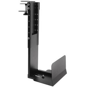 lot 461 image: TooCust Adjustable Under Desk PC Mount, Heavy Duty No Drilling Clamp Mount on Desk (5.5 to 9.8 Inch Wide) - Thickened & Ultra Strong Fits Large PC Tower, Standing Desk PC Mount, Black - Retail $54