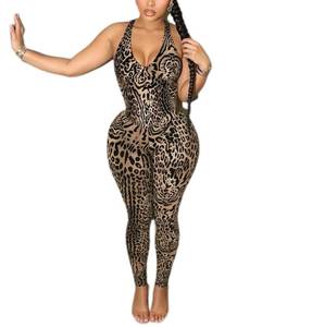 lot 470 image: LXUAMR Sexy Jumpsuits for Women Deep V Neck Leopard Backless Jumpsuit Sleeveless Cheetah Bodycon Jumpsuit Going Out Outfits Large - Retail $26