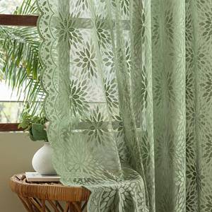 lot 471 image: MIULEE Vintage Lace Curtains 84 Inches Long 2 Panels, Spring Victorian Floral Scalloped Semi Sheer Window Curtains Light Filtering Rod Pocket Panels for Bedroom Living Room, 52 W x 84 L, Sage Green - Retail $892