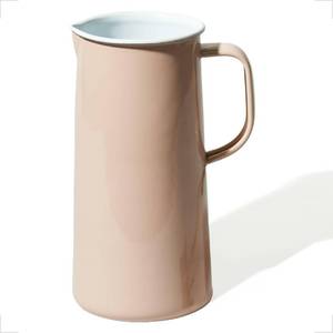 lot 472 image: Falcon Enamelware Pitcher (57 oz), Metal Pitcher with Spout & Handle, Jug for Iced Tea, Water, Milk or Flower Vase, Dishwasher Safe, Oven Safe & Freezer Friendly (Marie Rose) - Retail $75