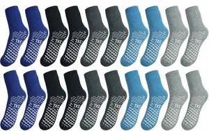 lot 474 image: CONEHOY 10 Pairs Non Slip Hospital Socks Extra Wide Single Tread Slipper Socks with Grips for Seniors Patient Women Men4 - Retail $42