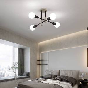 lot 475 image: MEIXISUE Light Bulbs Not Included  Farmhouse Ceiling Light Fixtures,OakBlack,4-Lights Rustic Vintage Metal Sputnik Chandelier for Bedroom Living Room Dining Room Kitchen Entryway Hallway Office UL Listed - Retail $36