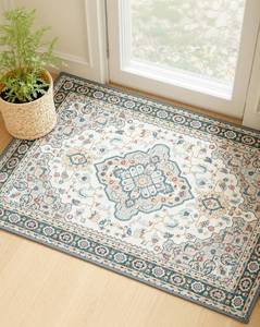 lot 479 image: MINIDEAR 2x3 Area Rugs for Entryway Kitchen, Washable Rug Small Rugs for Bedroom Non Slip Vintage Rug with Floral Print Carpet Mat for Home, Khaki - Retail $14