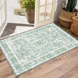 lot 488 image: Vhong Boho Area Rugs Vintage Washable Modern Neutral Large Carpet Sage Green 8�10 High Traffic Rugs for Dinning Room Living Room Bedroom Farmhouse Non Slip - Retail $1,033