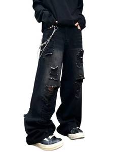 lot 492 image: OYICAI Womens Baggy Jeans Wide Leg Denim Pants Y2k 90s Vintage Hip Hop Loose Long Trousers Streetwear High Waist Retro Casual 2000s Oversized Extreme Motion Jinco Skater,P15 Black,X-Large - Retail $30