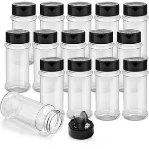 lot 507 image: TUZAZO 14 Pcs Spice Bottles Plastic Seasoning Containers, 3 Oz Clear Plastic Spice Jars with Shaker Lids Empty for Spice & Herbs, Powders, Glitters, BPA Free  Heavy Duty  Wide Mouth  Dual Flaps - Retail $10