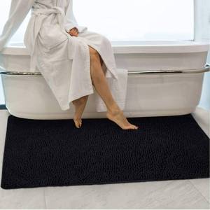 lot 521 image: Secura Bathroom Rugs 47x28, Ultra Soft Chenille Bath Mat, Super Absorbent & Quick Dry Bathroom Mat, Non Slip Machine Washable Bath Rugs for Tub, Shower, Home Decor Accessories (Black) - Retail $31
