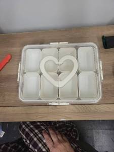 lot 13 image: Clear Plastic Divided Storage Container with Heart Design - Retail $15