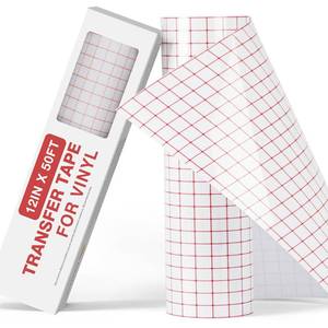 lot 25 image: YRYM HT Clear Vinyl Transfer Paper Tape Roll - 12 x 50 FT wAlignment Grid Application Tape Compatible with Cricut Explore & Maker Machines, Adhesive Vinyl for Decals, Signs, Windows, Stickers - Retail $16