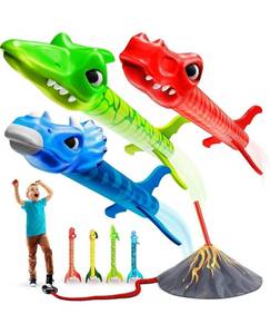 lot 28 image: Ninja Blast Dino Rocket Launcher Toy Set - Retail $20
