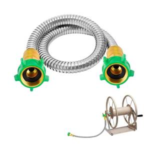 lot 38 image: 2ft Short Garden Leader Hose with Female to Female Connector - 435psi Leakproof Kink Free Stainless Steel Water Hose Extension for Outdoor Yard Hoses Reel Cart - Retail $14