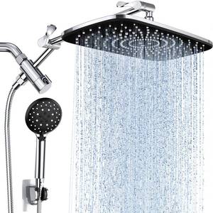 lot 46 image: Veken Wide High Pressure Rain Shower Head with Handheld, Handheld Shower Heads with Multi Spray Modes, Rainfall Combo with 15 Metal Extension Arm,Detachable Dual Shower, Bathroom Decor,Chrome Silver - Retail $50