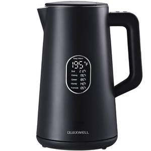 lot 60 image: QUAXWELL 1.5L Electric Kettle Stainless Steel, Double Wall Cool Touch Teapot, Fast Boil, Precise Temperature Control, LCD Display, Auto Shut-Off, BPA-Free,Keep Warm Function, Ideal for Tea,Black - Retail $40