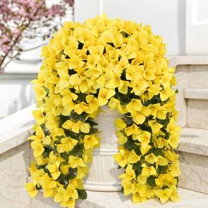 lot 80 image: ATTGREAT Artificial Bougainvillea for Outdoors Faux Plants UV Resistant Flowers Fake Plastic Plants Realistic Silk Flowers for Porch Planter Garden Outside Hanging Decoration, 2Pcs (Yellow) - Retail $16