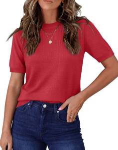 lot 99 image: RUMIA Sweaters for Women Trendy Crewneck Business Casual Tops Office Work Blouses Outfits Red S - Retail $17