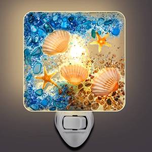 lot 124 image: Hortsun Plug in Seashell Night Light Ocean Sea Animal Decorative Night Light Plug in Beach Lamps Vintage Ocean Lamps for Adult for Home Bedroom Living Room Bathroom Wall(Starfish) - Retail $13