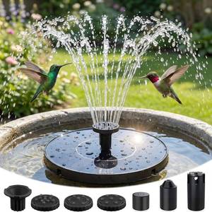 lot 128 image: Olutula Solar Bird Bath Fountain, 2026 Upgraded Solar Fountain Pump with 7 Nozzles, 1.4W Free Standing Floating Solar Powered Water Pump Fountain for Bird Bath, Garden, Pond, Pool, Outdoor (6.3in) - Retail $13