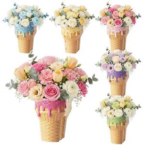 lot 148 image: Cinnvoice 6 Pcs Wooden Centerpiece Boxes Rustic Farmhouse Table Decorations Decorative Flower Boxes for Baby Shower Bridal Shower Wedding Home Decor Seasonal Party Displays(Ice Cream) - Retail $25