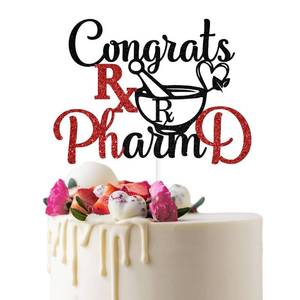 lot 155 image: Congrats PharmD Cake Topper, Future Pharmacist, Pharmacy School Graduated, class of 2026 Medical School Graduation Party Decorations - Retail $7
