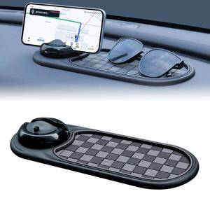 lot 157 image: Universal Anti-Slip Car Dashboard Mat with 360° Rotating Phone Holder �� Multi-Functional Organizer Pad for Phones, Sunglasses, Keys, and Daily Essentials (Gray Black) - Retail $6