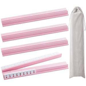 lot 158 image: magic sewing machine 4PCS Wooden Mahjong Racks with Magnetic Pushers, 17.4 in Natural Wood American Mahjong Tile Rack Set, Modern Table Game Accessories for Mahjong Tiles��Pink,17.5 - Retail $40