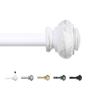 lot 176 image: H.VERSAILTEX Curtain Rods for Windows 16.2 to 28.2 Inches 34 inch Diameter Adjustable Decorative Telescoping Curtain Rod with Brackets Heavy Duty Splicing Window Rods with Classic Finials, White - Retail $22