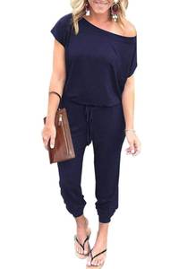 lot 192 image: PRETTYGARDEN Jumpsuits for Women 2026 Summer Dressy Off Shoulder Romper Spring Vacation Travel Lounge Outfits Clothes (Navy,Large) - Retail $39