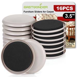 lot 199 image: Furniture Sliders for Carpet, 16 PCS - 3.5 Inch Reusable Furniture Movers Sliders, Heavy Duty Furniture Moving Pads for Easily and Safely Move Your Furniture - Retail $14