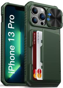 lot 205 image: Vihibii for iPhone 13 Pro Case Wallet with Card Holder (4 Cards), Green - Retail $20
