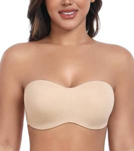 lot 216 image: DotVol Womens Seamless Bandeau Unlined Underwire Minimizer Strapless Bra for Large Bust(Beige, 38B) - Retail $26