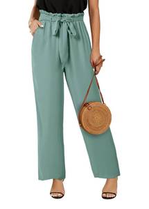 lot 223 image: MISSING BELT SySea Womens Wide Leg Palazzo Pants High Waisted Casual Cropped Paperbag Flowy Trousers Small - Retail $28