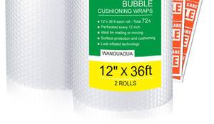 lot 232 image: wanguagua 2 Pack 12 Inch x 72 ft Total Bubble Packing Wrap for Moving Boxes Shipping Cushioning Supplies Perforated Every 12 - Retail $23