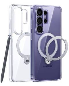 lot 233 image: TORRAS Q3 Spin for Samsung Galaxy S26 Ultra Case with Kickstand, Compatible with Magsafe, Slim Hard PC Protective S26 Ultra Clear Case with 360 Magnetic Stand, Transparent Clear - Retail $37