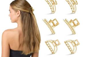 lot 234 image: 6pcs Small Gold Hair Clips, Medium Metal Hair Claw Clips for Women Thick Thin Hair, Strong Hold Non-Slip Hair Catch Barrettes Jaw Clamp for Long Hair Metal Hair Accessories - Retail $10