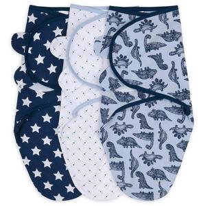 lot 236 image: The Peanutshell Baby Swaddle Blankets Set of 3 - Baby Boy Sleep Sack for Newborn, Newborns Sack 0-3, 3-6 Month Swaddles, Soft & Breathable Cotton - Blue Dinosaur (ML) - Retail $14