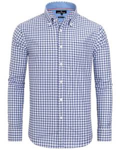 lot 246 image: Alimens & Gentle Men Plaid Dress Shirt Blue Check Regular Button Down Shirt Formal Business Work Gingham Shirts 2XL Tall - Retail $23