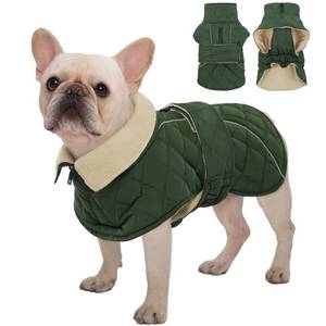 lot 248 image: Kuoser Dog Coat Thermal Fleece Lined Dog Jacket, Adjustable Hook & Loop Dogs Coats for Medium Dogs Windproof Reflective Puppy Snow Jackets Pet Cold Weather Clothes with Harness Hole, Green, M - Retail $32