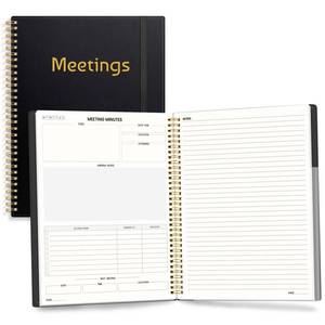 lot 949 image: SUNEE Half Meeting Half Note 8.5x11 Notebook for Work �� 140 Pages, A4 Size Project Planner for Women&Men, Minutes Organizer for Meeting Notes, Ideas for OfficeBusiness, PVC Waterproof Cover, Black - Retail $12