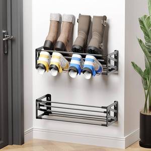 lot 956 image: DEYILIAN 2 Pack Wall Shoe Rack,Hanging Shoe Storage Holds 8 Pairs of Shoes Over The Door Wall Mounted Shoe Organizer Space Saving for RV Closet Camper Black - Retail $15,270