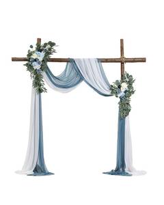 lot 978 image: VEVOR Artificial Wedding Arch Flowers Kit, Blue Wedding Arch Flowers with Drapes Kit -2 Pcs Floral Arrangement, 2 Pcs Sheer Drapes, for Ceremony Bouquets Reception Backdrop Decoration��No Include Wood - Retail $57
