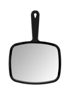 lot 981 image: PROTECLE Hand Mirror,9.3 L x 6.7 W Salon Barber Hairdressing Handheld Mirror with Handle, Square Black - Retail $6