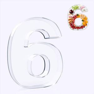 lot 983 image: RUFHVTY 11 Acrylic Number Charcuterie Board Box, Reusable Fillable Number Cake Candy Dish Display Serving Tray for Birthday Anniversary Party Decoration (6) - Retail $22
