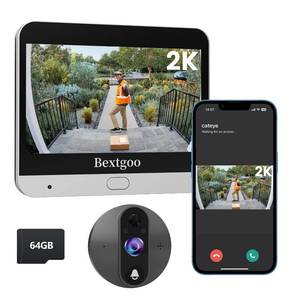 lot 986 image: Peephole Camera, Bextgoo 2K Wireless Door Camera with Doorbell, 4.3�� Monitor, AI Motion Detection, 2��Way Talk, 170° Viewing, Night Vision, 8000mAh Battery & 64G Card Peephole Camera for Apartment Door - Retail $130
