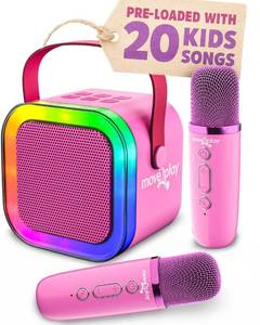 lot 992 image: Move2Play, Karaoke Machine for Kids  Includes 20 Kid Songs  2 Microphones  Connect with Bluetooth  3, 4, 5, 6, 7 Year Old Gift  Toy for Girls, Boys, & Toddler  Birthday Present - Retail $25