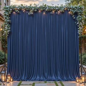 lot 1000 image: 8ftx10ft Wrinkle Free Navy Blue Backdrop Curtain - 10 Feet Photography Backdrop Drapes, Silky Polyester Back Drop Cloth for Wedding Baby Shower Balloon Arch Background - Retail $25