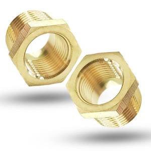 lot 2570 image: 2 Pcs Brass 38 Male to 18 Female Reducer Bushing, 38 Inch Male to 18 Inch Female NPT Pipe Fitting Reducing Adapter Tube Connector Convert (38 MNPT x 18 FNPT) - Retail $7